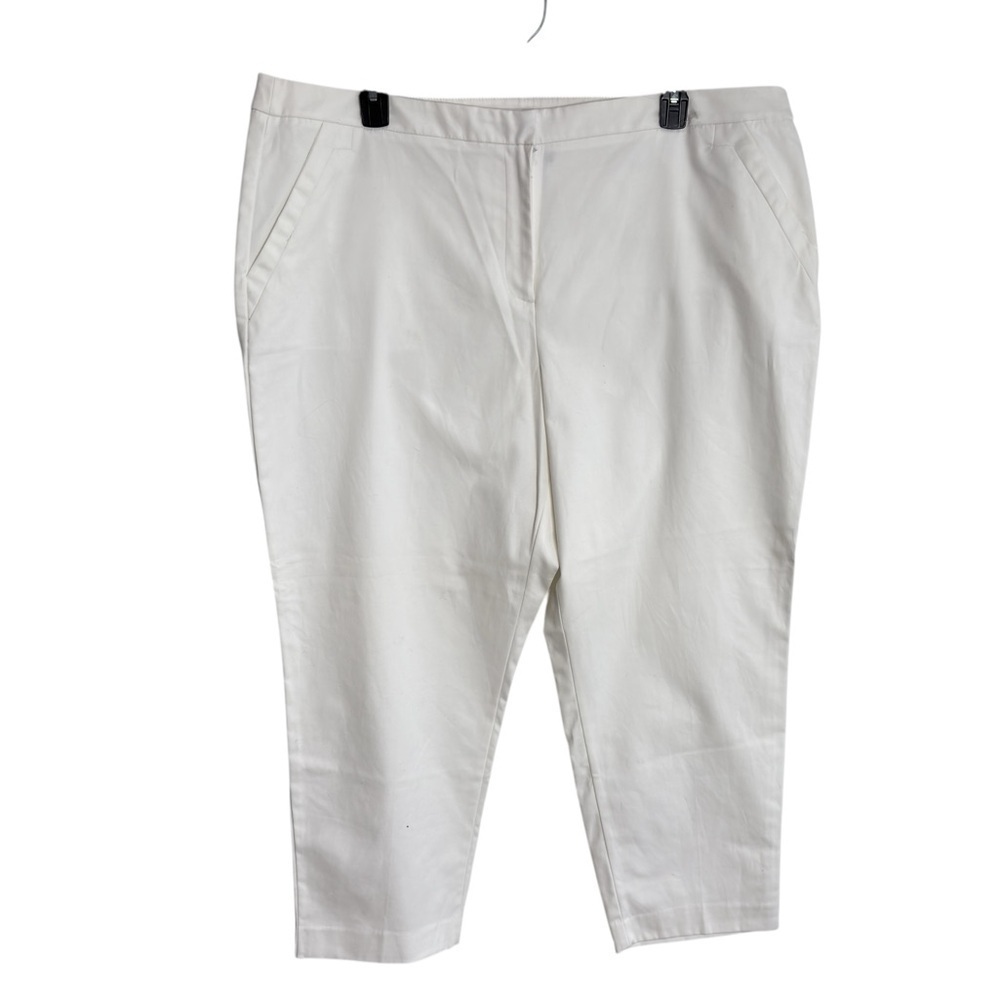 Lane Bryant Capri Pants Womens Plus 26 Ankle High Rise White Stretch Chinos